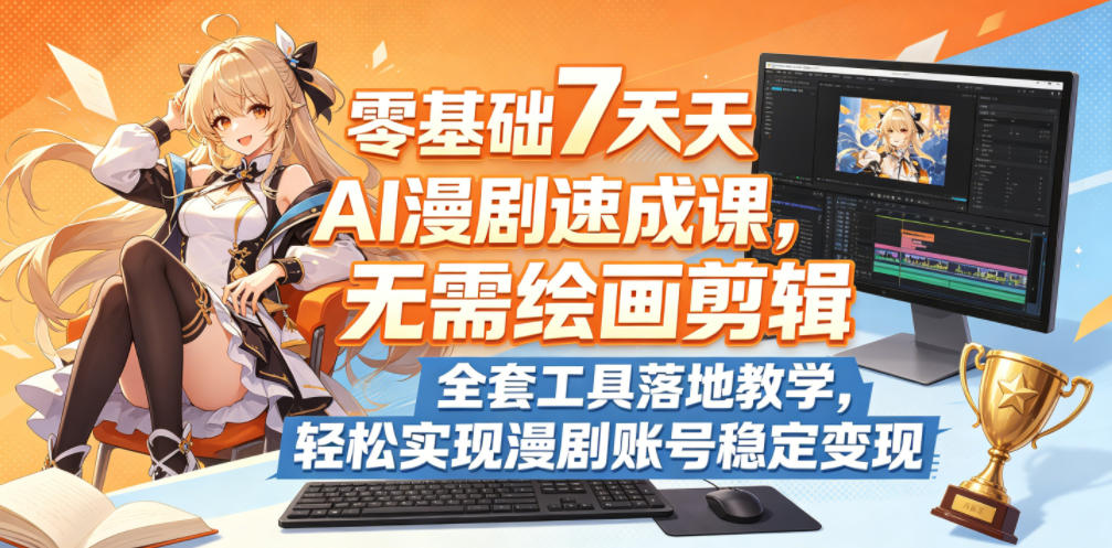 零基础7天AI漫剧速成课，无需绘画剪辑，全套工具落地教学，轻松实现漫剧账号稳定变现-明楼资源站