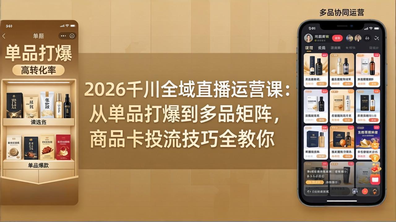 2026千川全域直播运营课：从单品打爆到多品矩阵，商品卡投流技巧全教你-明楼资源站