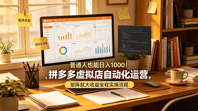 普通人也能日入 1000！拼多多虚拟店自动化运营，矩阵放大收益全程实操流程-明楼资源站