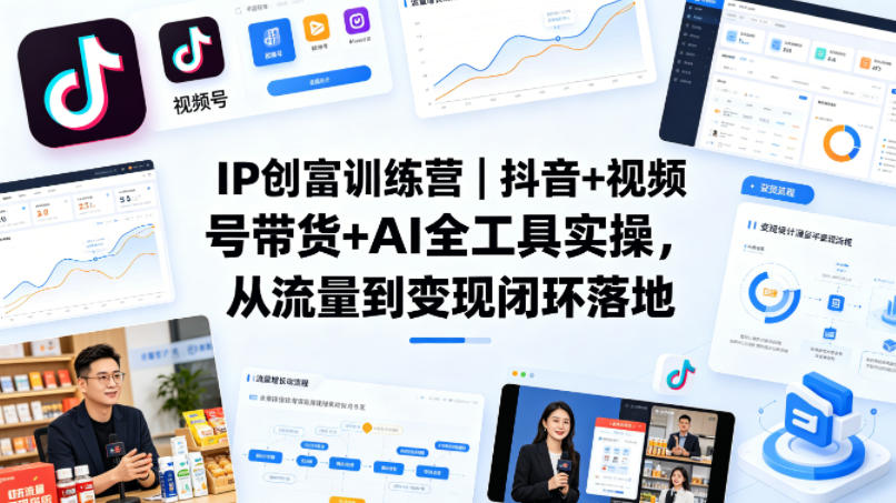 IP创富训练营｜抖音+视频号带货+AI全工具实操，从流量到变现闭环落地-明楼资源站