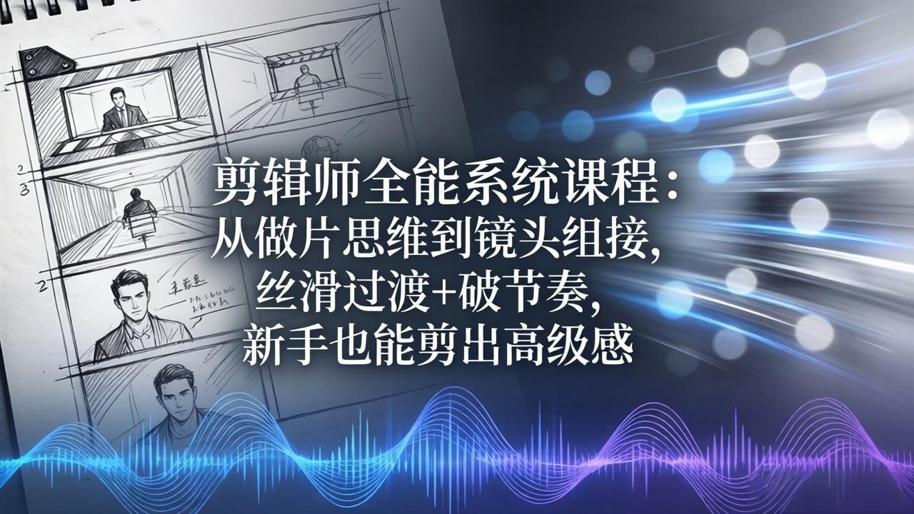 剪辑师全能系统课程：从做片思维到镜头组接，丝滑过渡+破节奏，新手也能剪出高级感-明楼资源站