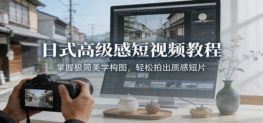 日式高级感短视频教程：掌握极简美学构图，轻松拍出质感短片-明楼资源站