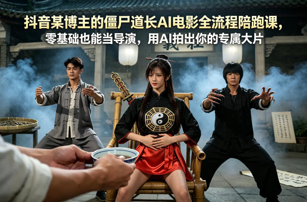 抖音某博主的僵尸道长AI电影全流程陪跑课，零基础也能当导演，用AI拍出你的专属大片-明楼资源站