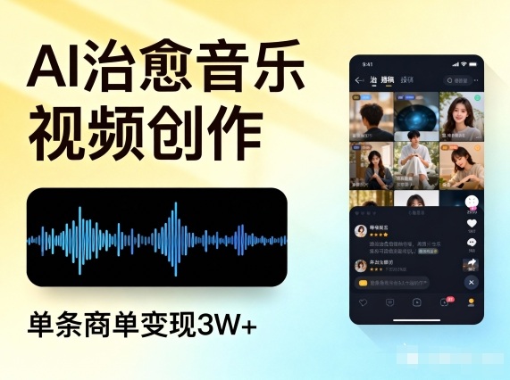 AI做治愈音乐视频，多平台投稿，单条商单变现3W+-明楼资源站