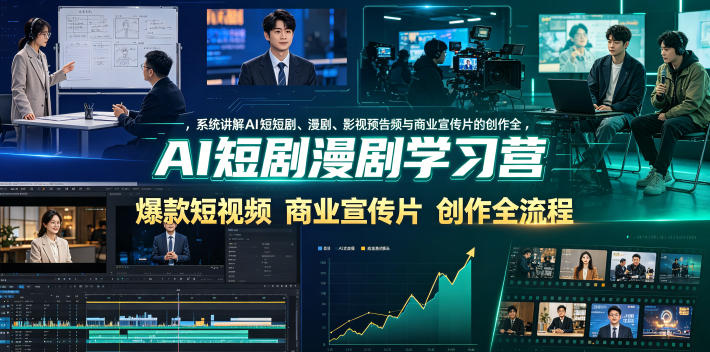AI短剧漫剧学习营，系统讲解AI短剧、漫剧、影视预告片、爆款短视频与商业宣传片的创作全流程-明楼资源站