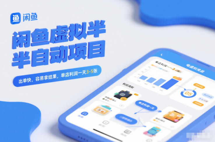 闲鱼虚拟半自动项目，出单快，容易拿结果，单店利润一天3-5张-明楼资源站