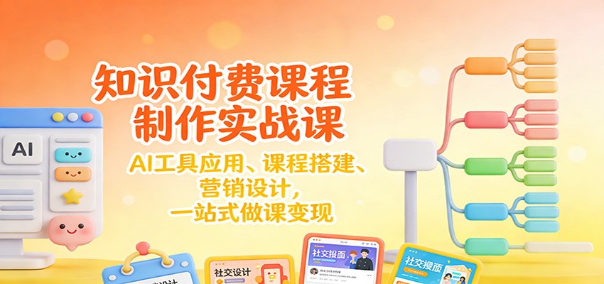 知识付费课程制作实战课：AI工具应用 、课程搭建、营销设计，一站式做课变现-明楼资源站