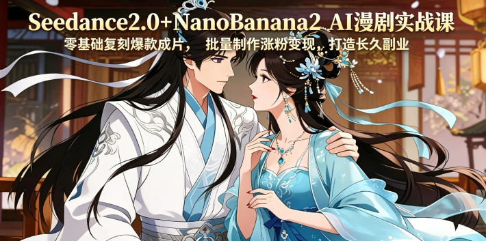 Seedance2.0+NanoBanana2 AI漫剧实战课，零基础复刻爆款成片涨粉变现，打造长久副业收益-明楼资源站
