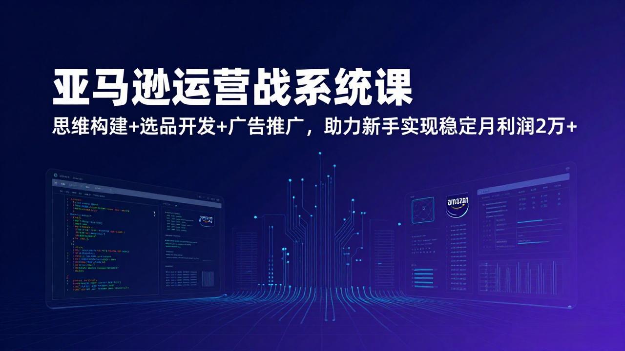 亚马逊运营实战系统课，思维构建+选品开发+广告推广，助力新手实现稳定月利润2万+(更新-明楼资源站