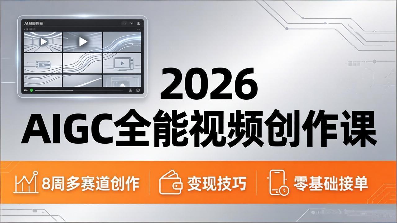 2026AIGC全能视频创作课，8周吃透多赛道创作+变现，零基础也能高效出片接单-明楼资源站