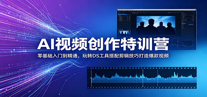 AI视频创作特训营：零基础入门到精通，玩转DS工具搭配剪辑技巧打造爆款视频-明楼资源站