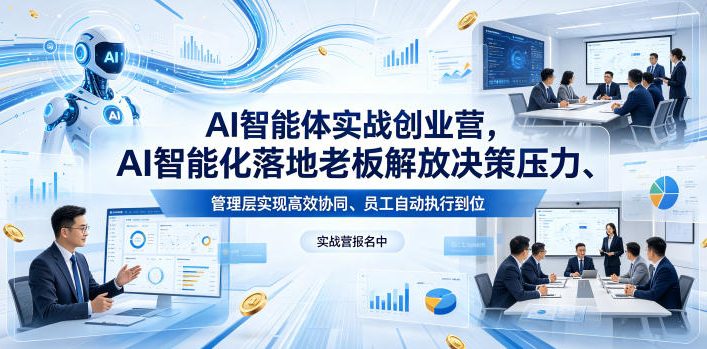 AI智能体实战创业营26年4月23-25号线下课，AI智能化落地老板解放决策压力、管理层实现高效协同、员工自动执行到位-明楼资源站