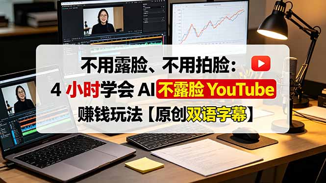 不用露脸、不用拍脸：4 小时学会 AI 不露脸 YouTube 赚钱玩法【原创双语字幕】-明楼资源站