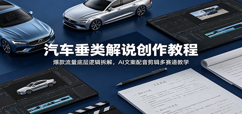 汽车垂类解说创作教程：爆款流量底层逻辑拆解，AI文案配音剪辑多赛道教学-明楼资源站