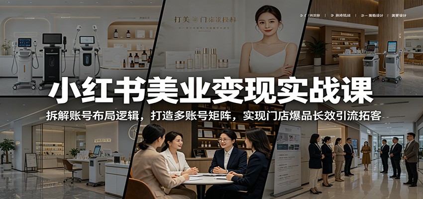 小红书美业变现实战课：拆解账号布局逻辑，打造多账号矩阵，实现门店爆品长效引流拓客-明楼资源站
