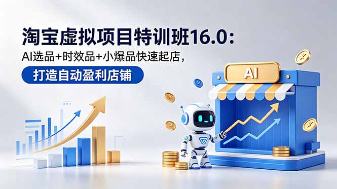 淘宝虚拟项目特训班16.0：AI选品+时效品+小爆品快速起店，打造自动盈利店铺-明楼资源站