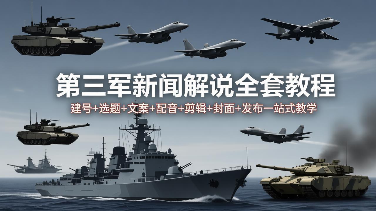 第三军迷新闻解说全套教程：建号+选题+文案+配音+剪辑+封面+发布一站式教学-明楼资源站