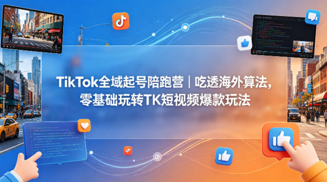 TikTok全域起号陪跑营｜吃透海外算法，零基础玩转TK短视频爆款玩法-明楼资源站