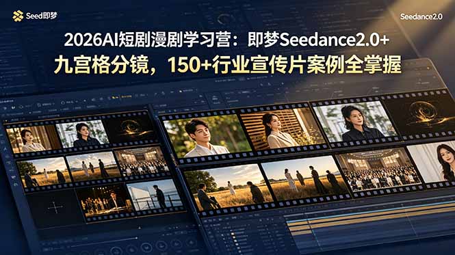 2026AI短剧漫剧学习营：即梦Seedance2.0+九宫格分镜，150+行业宣传片案例全掌握-明楼资源站