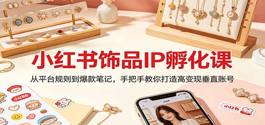 小红书饰品IP孵化课：从平台规则到爆款笔记，手把手教你打造高变现垂直账号-明楼资源站