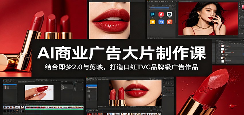 AI商业广告大片制作课：结合即梦2.0与剪映，打造口红TVC品牌级广告作品-明楼资源站