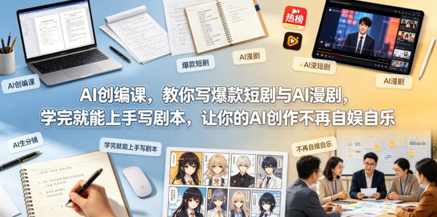 AI创编课，教你写爆款短剧与AI漫剧，学完就能上手写剧本，让你的AI创作不再自娱自乐(更新0521)-明楼资源站