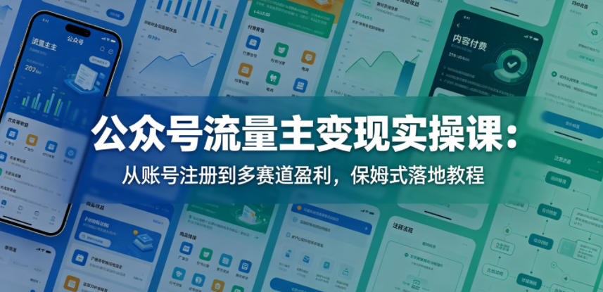 公众号流量主变现实操课：从账号注册到多赛道盈利，保姆式落地教程-明楼资源站