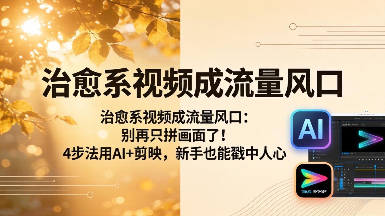 治愈系视频成流量风口：别再只拼画面了！4步法用AI+剪映，新手也能戳中人心-明楼资源站