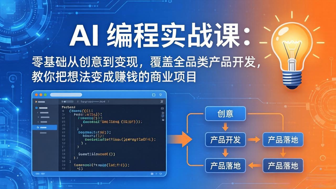 AI编程实战课-第三期-5月3更新：零基础从创意到变现，覆盖全品类产品开发，把想法变成赚钱项目-明楼资源站