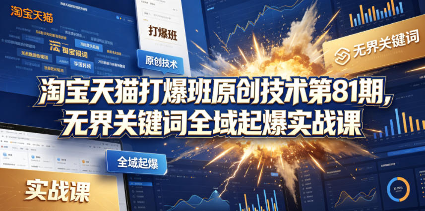 淘宝天猫打爆班原创技术第81期，无界关键词全域起爆实战课-明楼资源站