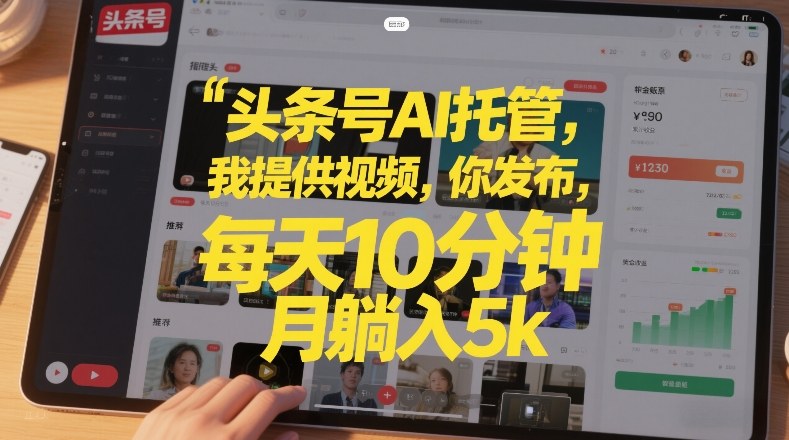 头条号AI托管，我提供视频，你发布，每天10分钟，月躺入5k+【揭秘】-明楼资源站