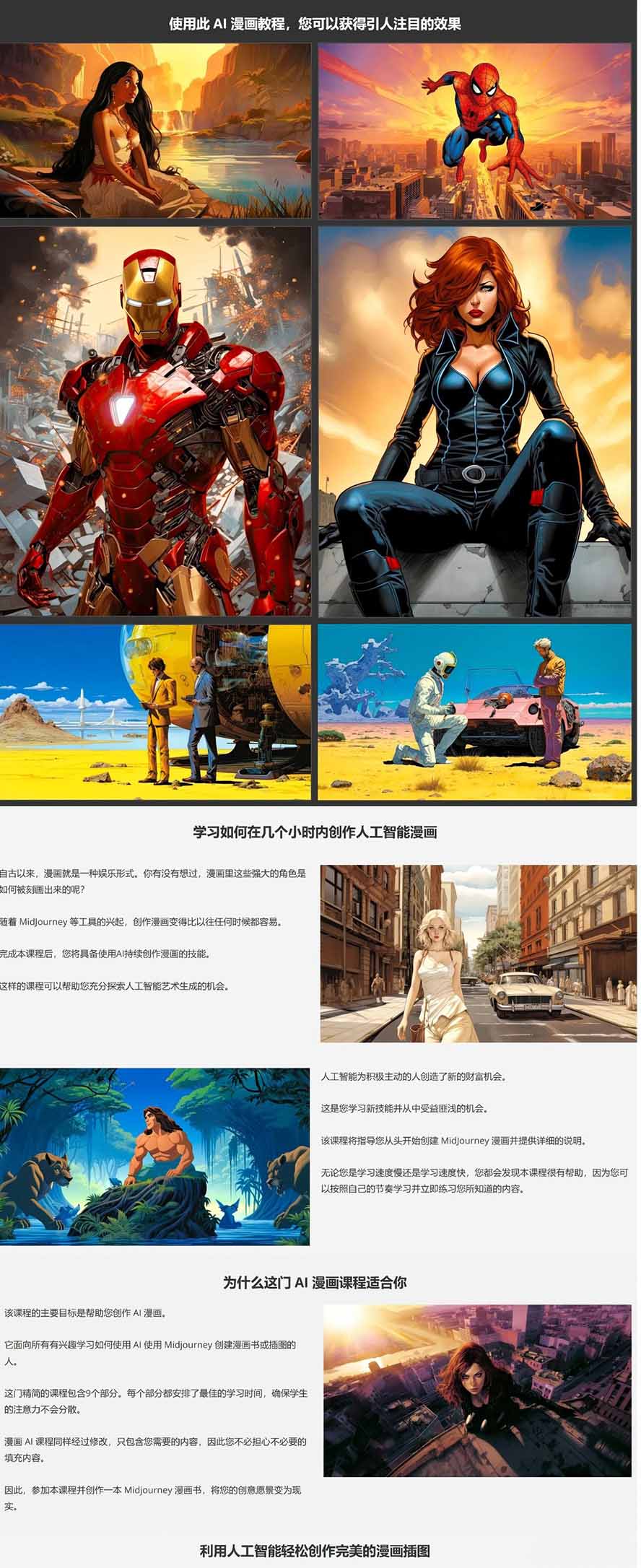 Midjourney AI漫画创作课，脚本构思、人物设计、排版合成，零基础创作完整漫画或系列插画-明楼资源站