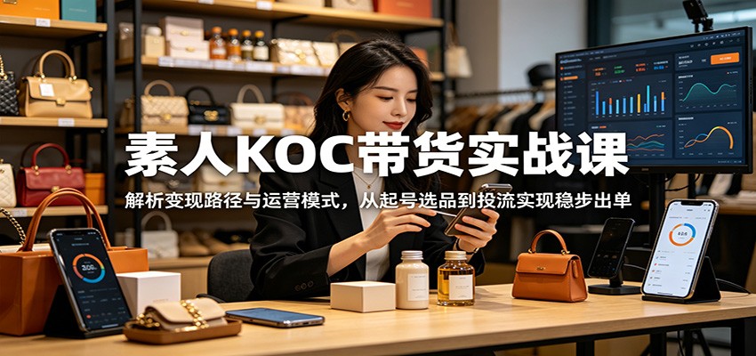 素人KOC带货实战课：解析变现路径与运营模式，从起号选品到投流实现稳步出单-明楼资源站