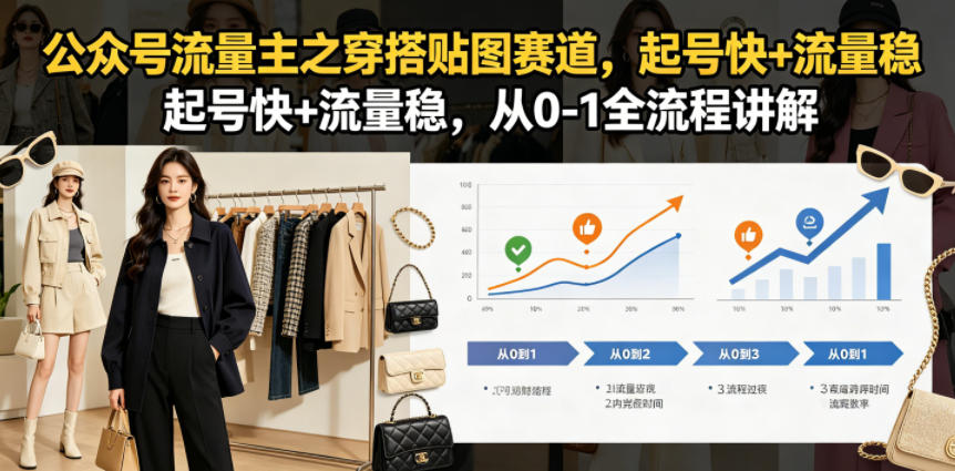 公众号流量主之穿搭贴图赛道，起号快+流量稳，从0-1全流程讲解-明楼资源站