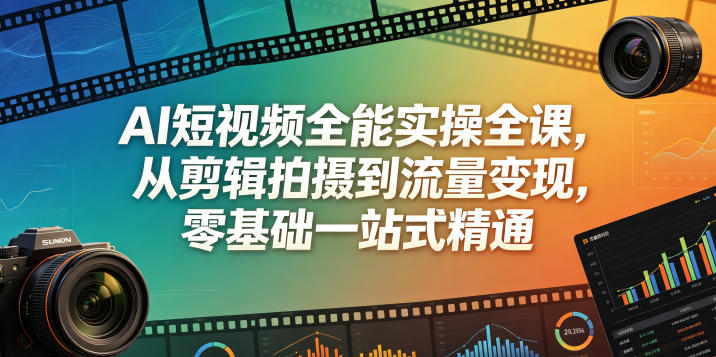 AI短视频全能实操全课，从剪辑拍摄到流量变现，零基础一站式精通-明楼资源站
