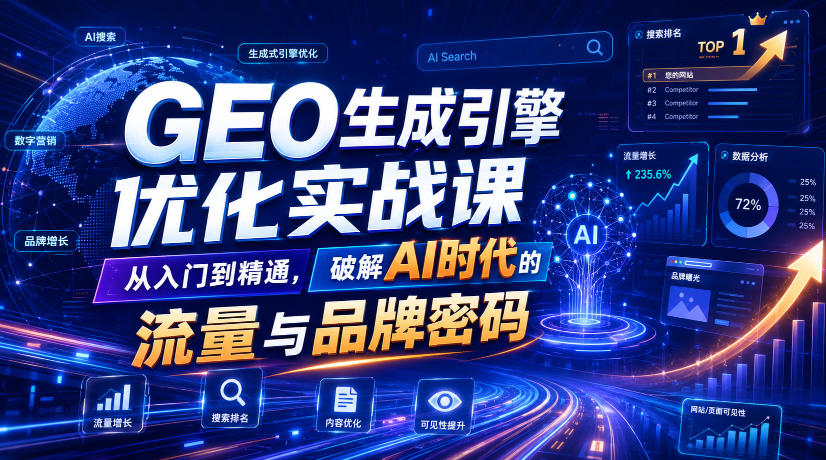 GEO生成引擎优化实战课，从入门到精通，破解AI时代的流量与品牌密码-明楼资源站