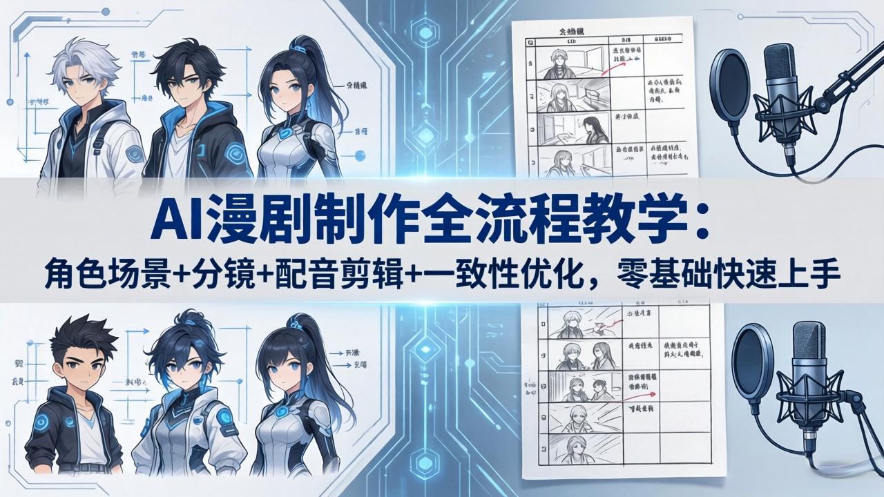 AI漫剧制作全流程教学：角色场景+分镜+配音剪辑+一致性优化，零基础快速上手-明楼资源站