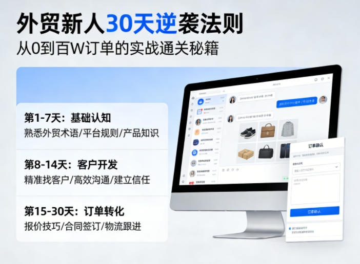外贸新人30天逆袭法则，教你从0到百W订单的实战通关秘籍-明楼资源站