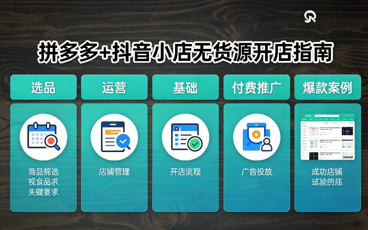 拼多多+抖音小店无货源开店，包括：选品、运营、基础、付费推广、爆款案例等(更新26年2月)-明楼资源站
