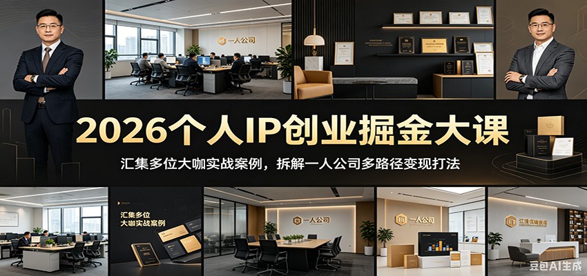 2026个人IP创业掘金大课：汇集多位大咖实战案例，拆解一人公司多路径变现打法-明楼资源站