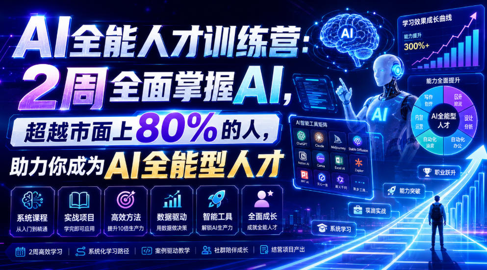 AI全能人才训练营：2周全面掌握AI，超越市面上80%的人，助力你成为AI全能型人才-明楼资源站