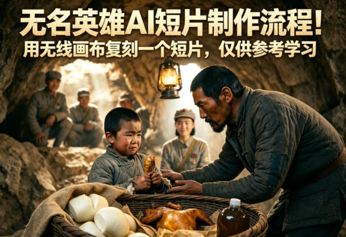 无名英雄AI短片制作流程！用无线画布复刻一个短片，仅供参考学习-明楼资源站