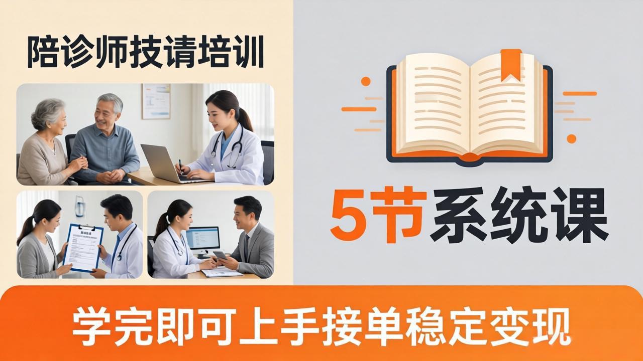 想做陪诊师不知从何下手？5节系统课教你掌握核心技能，学完即可上手接单稳定变现-明楼资源站