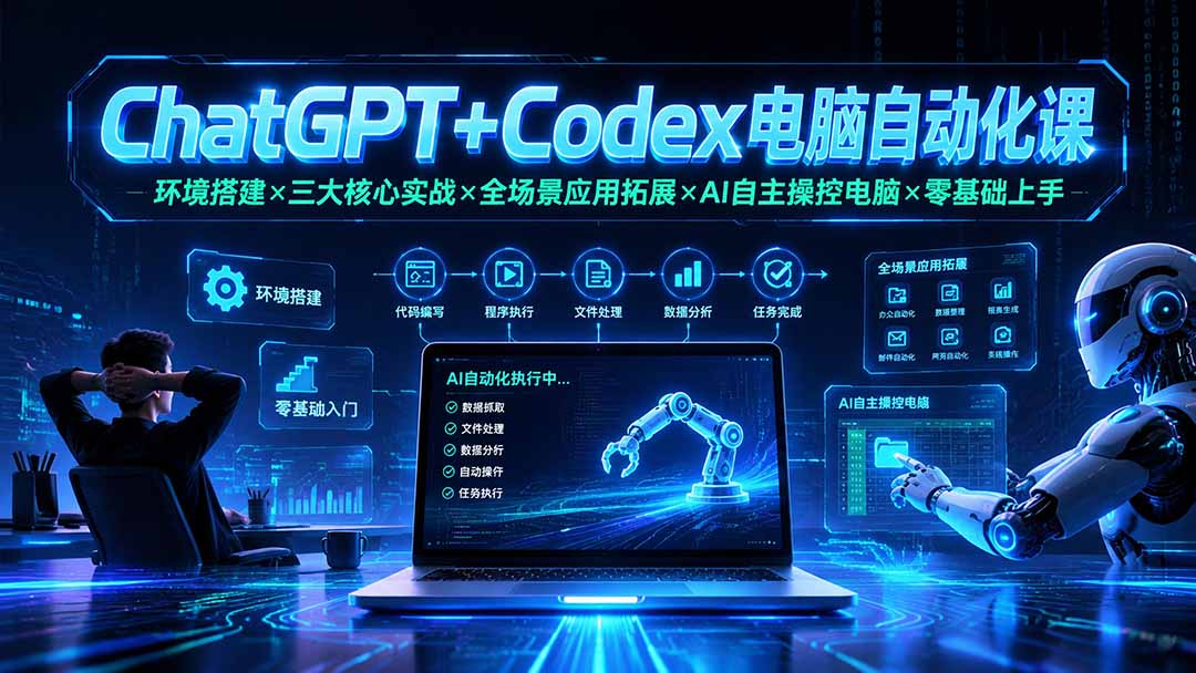 ChatGPT+Codex电脑自动化课：环境搭建×三大核心实战×全场景应用拓展×AI自主操控电脑×零基础上手-明楼资源站