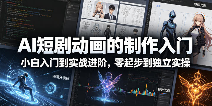 AI短剧动画的制作入门，小白入门到实战进阶，零起步到独立实操-明楼资源站