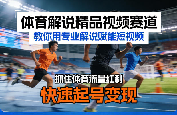 体育解说精品视频赛道，教你用专业解说赋能短视频，抓住体育流量红利，快速起号变现-明楼资源站
