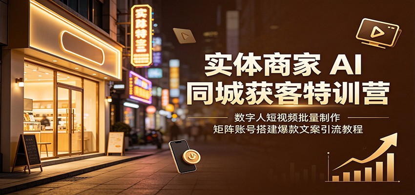 实体商家AI同城获客特训营：数字人短视频批量制作，矩阵账号搭建爆款文案引流教程-明楼资源站