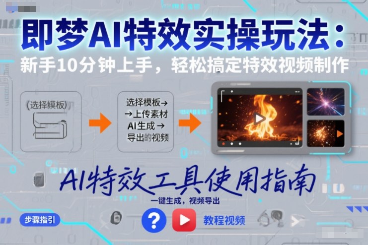 即梦AI特效实操玩法：新手10分钟上手，轻松搞定特效视频制作-明楼资源站