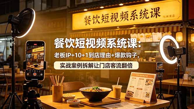 餐饮短视频系统课：老板IP+10+1到店理由+爆款钩子，实战案例拆解让门店客流翻倍-明楼资源站