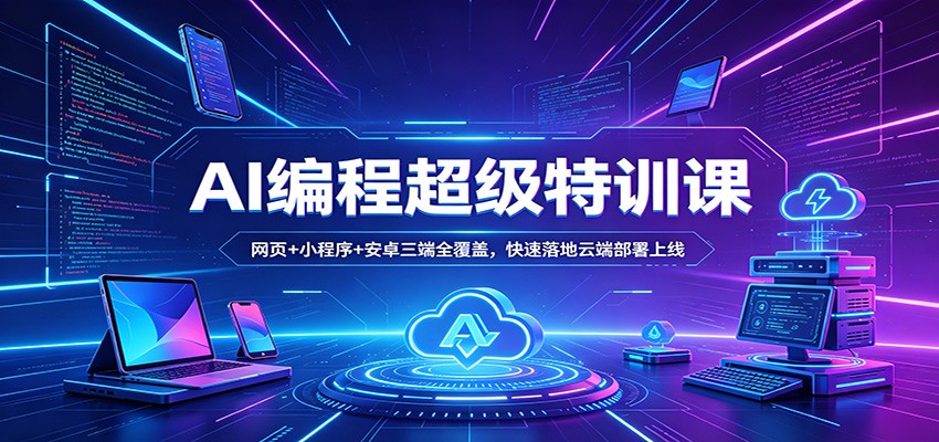 AI编程超级特训课：网页+小程序+安卓三端全覆盖，快速落地云端部署上线-明楼资源站